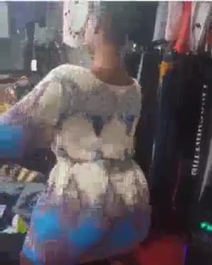 African with big ass dancing in store